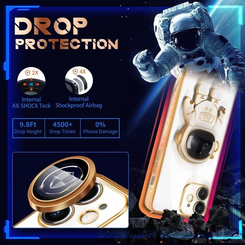 White 6D Astronaut iPhone 11 Case - Built-in Camera Lens Protector - 6.1
